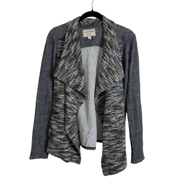 Lucky Brand Size M‎ Open Front Knit Cardigan Gray Heather Mix Pattern Sweater - Picture 1 of 10